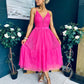Ally Occasion Tulle Midi Dress Fuchsia