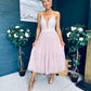 Ally Occasion Tulle Midi Dress Blush