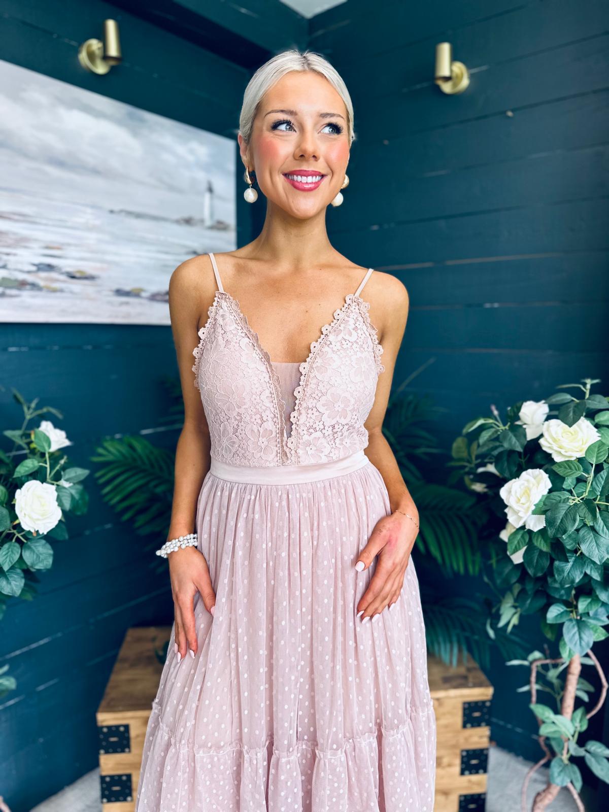 Ally Occasion Tulle Midi Dress Blush
