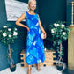 Bella Banded Midi Dress Geo Blue