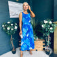 Bella Banded Midi Dress Geo Blue