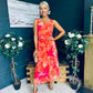 Bella Banded Midi Dress Floral Amber