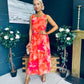 Bella Banded Midi Dress Floral Amber