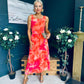 Bella Banded Midi Dress Floral Amber