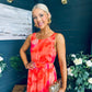 Bella Banded Midi Dress Floral Amber
