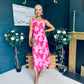 Bella Banded Midi Dress Floral Pink