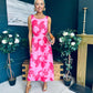 Bella Banded Midi Dress Floral Pink