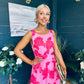 Bella Banded Midi Dress Floral Pink
