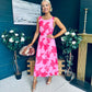 Bella Banded Midi Dress Floral Pink