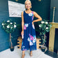 Bella Banded Midi Dress Floral Navy