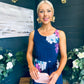Bella Banded Midi Dress Floral Navy