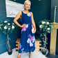 Bella Banded Midi Dress Floral Navy