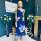 Bella Banded Midi Dress Floral Navy