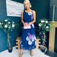 Bella Banded Midi Dress Floral Navy