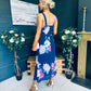 Bella Banded Midi Dress Floral Navy
