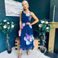 Bella Banded Midi Dress Floral Navy