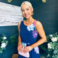 Bella Banded Midi Dress Floral Navy