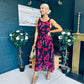 Bella Banded Midi Dress Floral Black