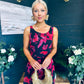 Bella Banded Midi Dress Floral Black