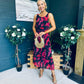 Bella Banded Midi Dress Floral Black