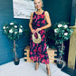 Bella Banded Midi Dress Floral Black