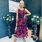 Bella Banded Midi Dress Floral Black