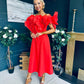 Jackie Floral Detail Occasion Midi Dress Coral