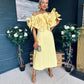 Jackie Floral Detail Occasion Midi Dress Yellow