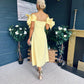 Jackie Floral Detail Occasion Midi Dress Yellow