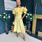 Jackie Floral Detail Occasion Midi Dress Yellow