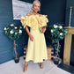 Jackie Floral Detail Occasion Midi Dress Yellow