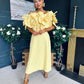 Jackie Floral Detail Occasion Midi Dress Yellow