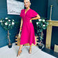 Karina Ruched Detail Midi Dress Raspberry