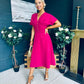 Karina Ruched Detail Midi Dress Raspberry