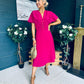 Karina Ruched Detail Midi Dress Raspberry