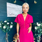 Karina Ruched Detail Midi Dress Raspberry