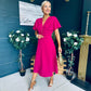 Karina Ruched Detail Midi Dress Raspberry