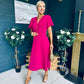 Karina Ruched Detail Midi Dress Raspberry