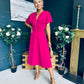 Karina Ruched Detail Midi Dress Raspberry