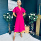 Karina Ruched Detail Midi Dress Raspberry