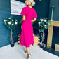 Karina Ruched Detail Midi Dress Raspberry