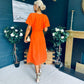 Karina Ruched Detail Midi Dress Orange