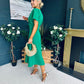 Karina Ruched Detail Midi Dress Emerald