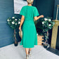 Karina Ruched Detail Midi Dress Emerald