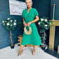 Karina Ruched Detail Midi Dress Emerald