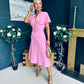 Karina Ruched Detail Midi Dress Pwr Pink