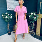 Karina Ruched Detail Midi Dress Pwr Pink