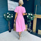 Karina Ruched Detail Midi Dress Pwr Pink