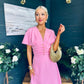 Karina Ruched Detail Midi Dress Pwr Pink