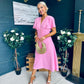 Karina Ruched Detail Midi Dress Pwr Pink